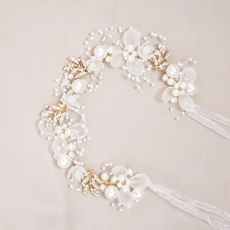 Bridal Pearl Flower Hairband for Women — feature 5