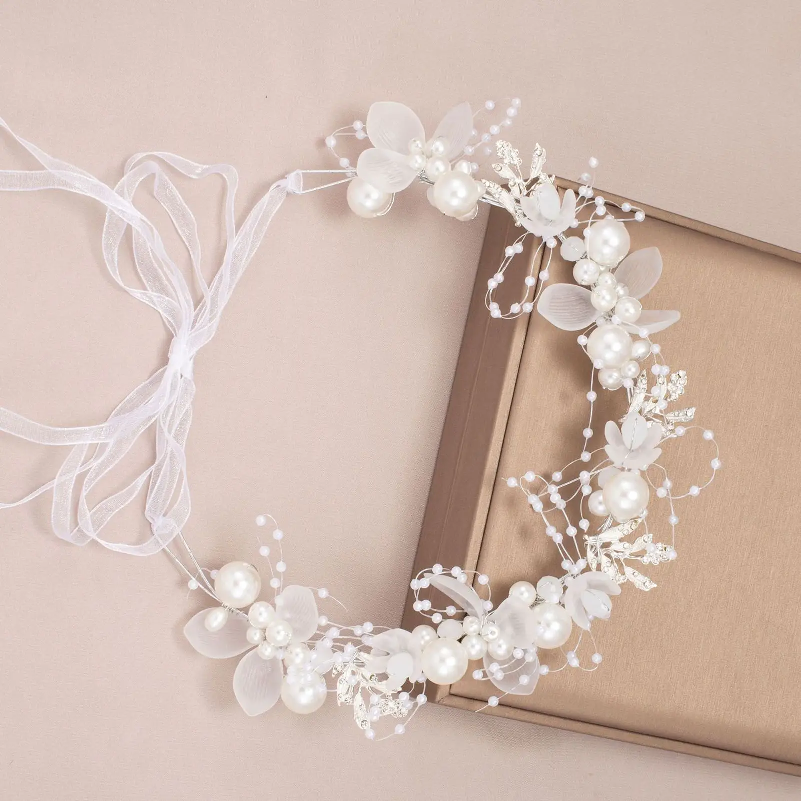 Bridal Pearl Flower Hairband for Women - Image 3