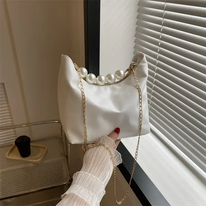 Pink French Pearl Chain Shoulder Messenger Bag for Women - Image 6