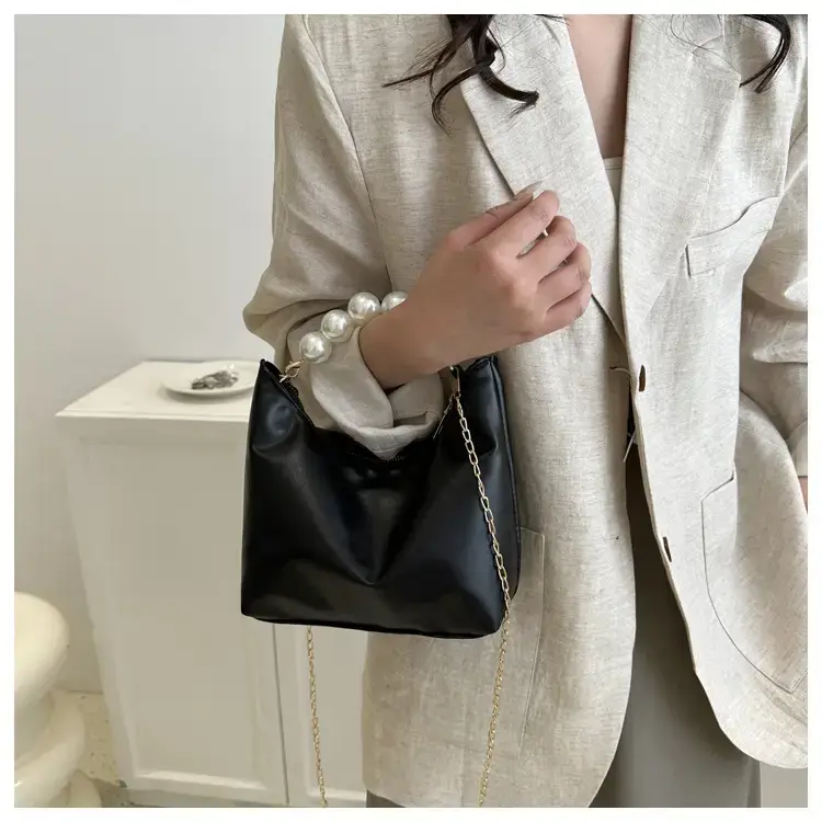 Pink French Pearl Chain Shoulder Messenger Bag for Women — feature 12