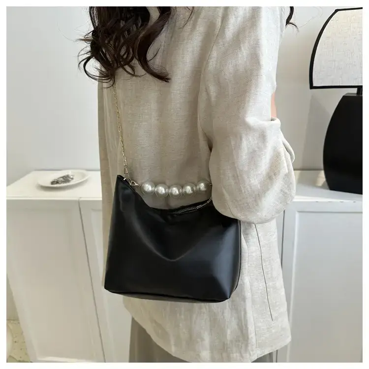 Pink French Pearl Chain Shoulder Messenger Bag for Women — feature 14