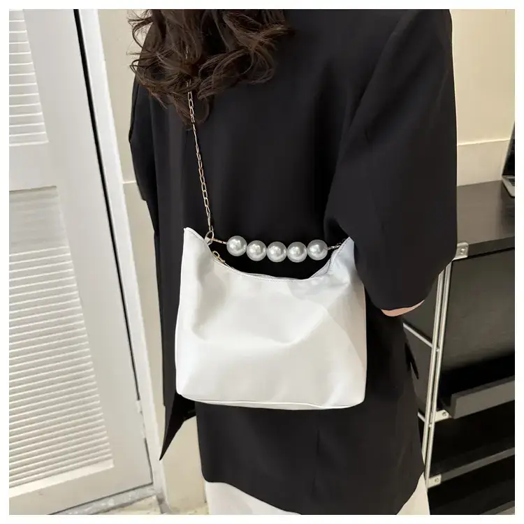 Pink French Pearl Chain Shoulder Messenger Bag for Women — feature 16
