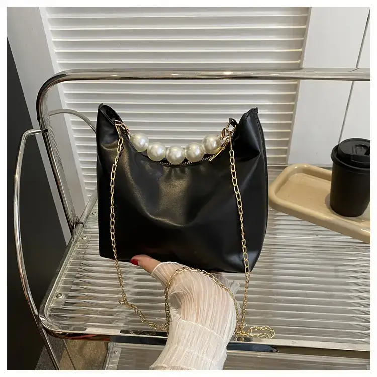 Pink French Pearl Chain Shoulder Messenger Bag for Women — feature 20