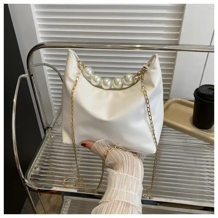 Pink French Pearl Chain Shoulder Messenger Bag for Women — feature 21