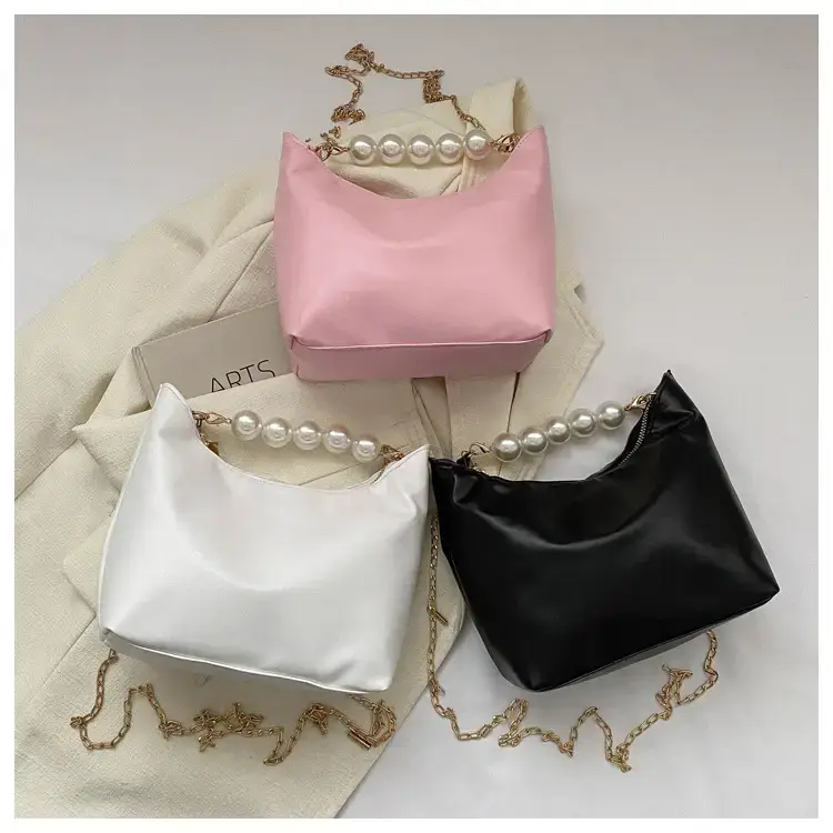 Pink French Pearl Chain Shoulder Messenger Bag for Women — feature 22