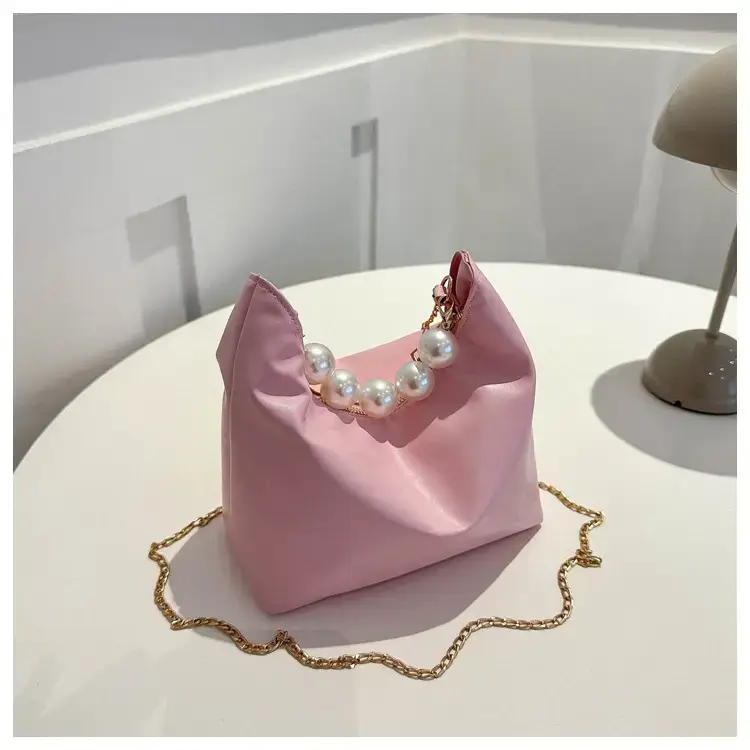 Pink French Pearl Chain Shoulder Messenger Bag for Women — feature 24