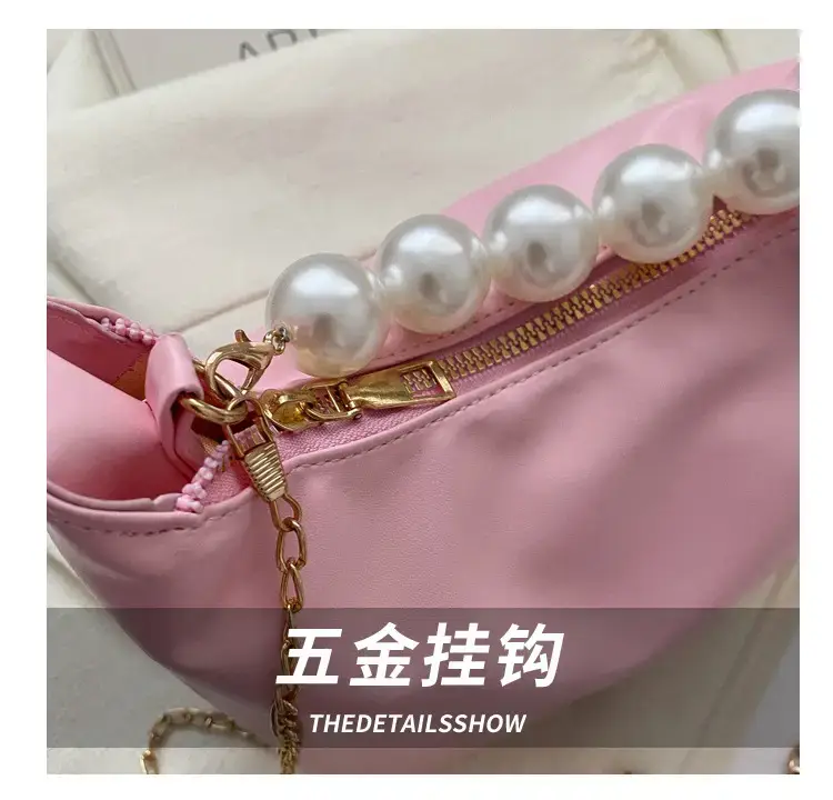 Pink French Pearl Chain Shoulder Messenger Bag for Women — feature 4