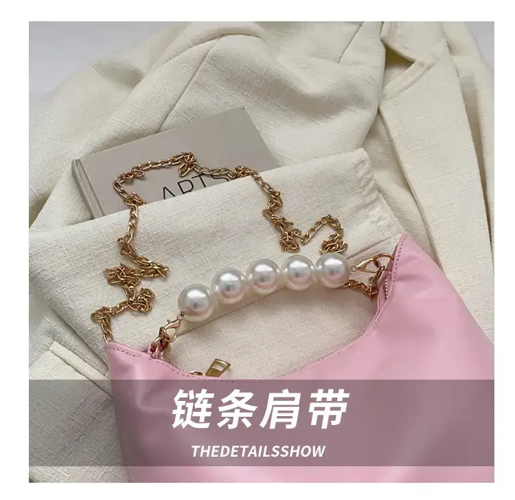 Pink French Pearl Chain Shoulder Messenger Bag for Women — feature 5