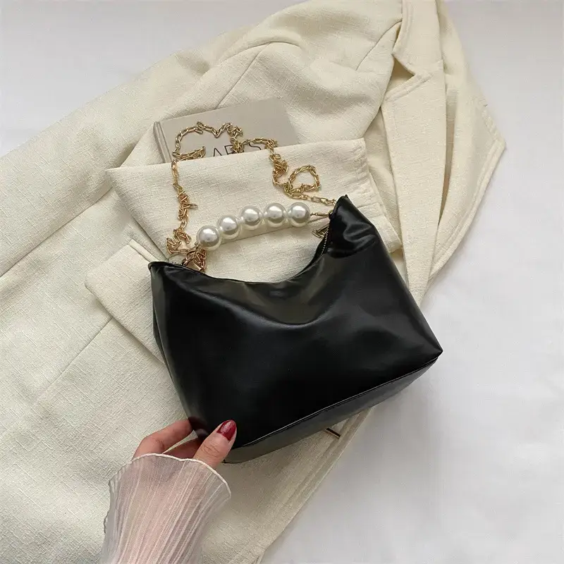 Pink French Pearl Chain Shoulder Messenger Bag for Women - Image 2