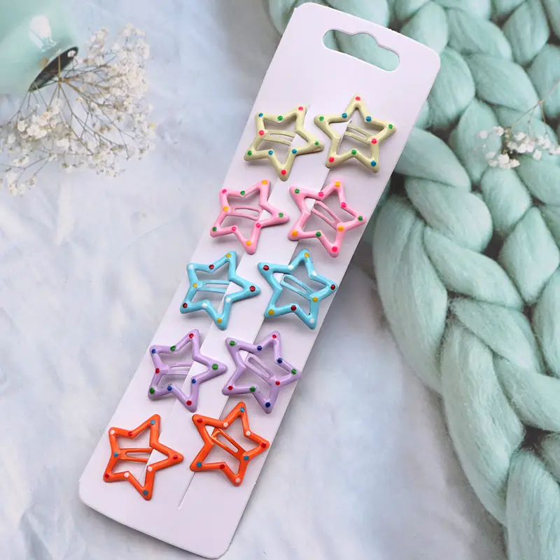 Five Pointed Star Hairpins for Girls - Colorful Durable Clips - Image 2