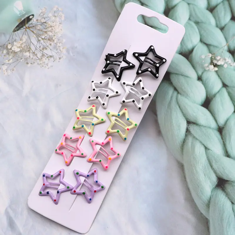 Five Pointed Star Hairpins for Girls - Colorful Durable Clips - Image 3