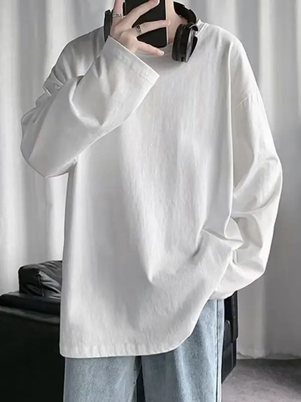 Men's Black Loose T-Shirt Long Sleeve Joker Ins - Image 7