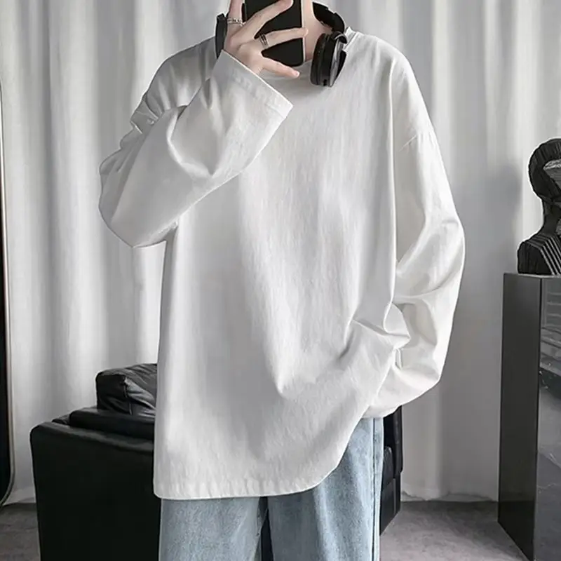 Men's Black Loose T-Shirt Long Sleeve Joker Ins - Image 2