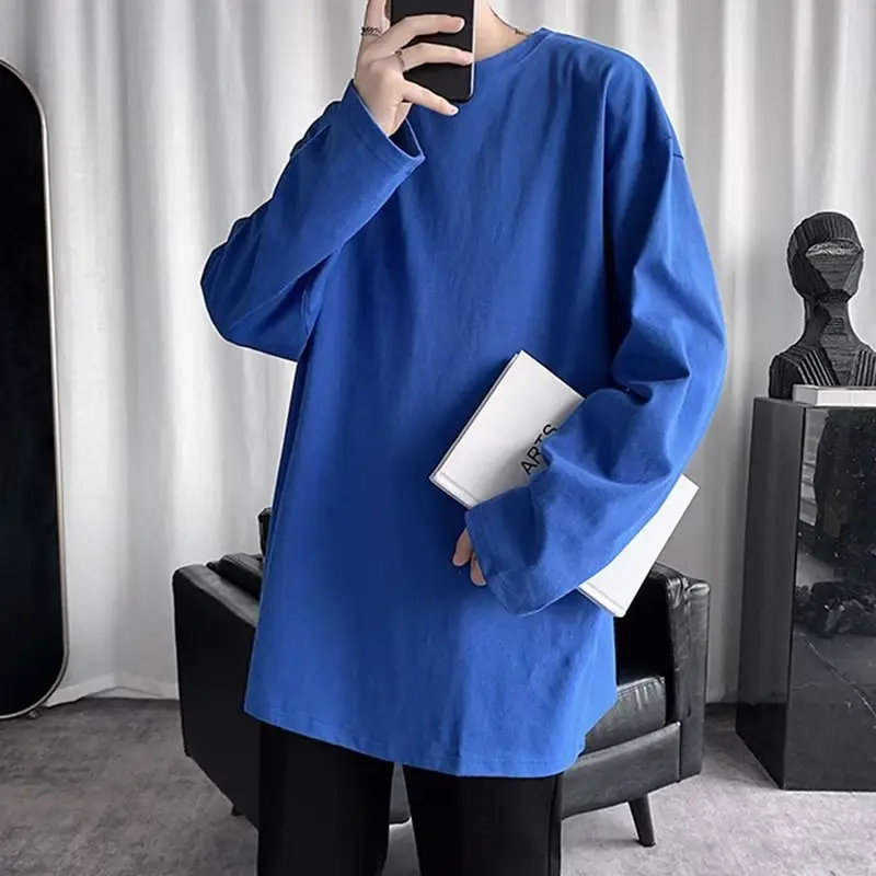 Men's Black Loose T-Shirt Long Sleeve Joker Ins - Image 4