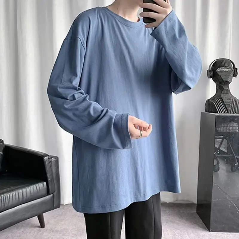 Men's Black Loose T-Shirt Long Sleeve Joker Ins - Image 5