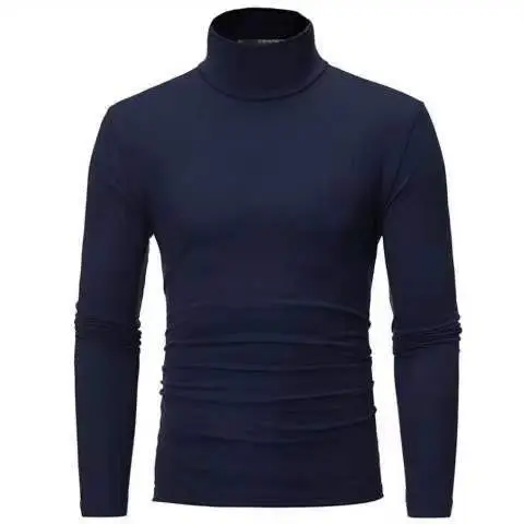 Men's Royal Blue Turtleneck Long Sleeve T-Shirt - Image 10