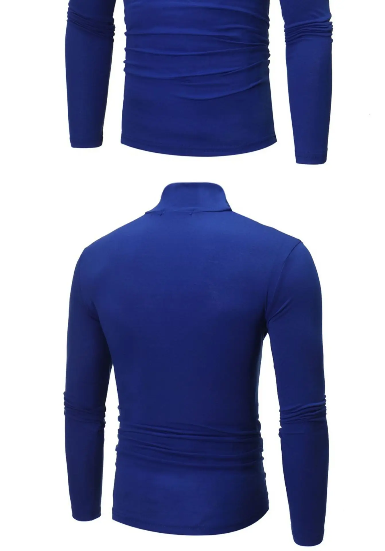 Men's Royal Blue Turtleneck Long Sleeve T-Shirt — feature 11