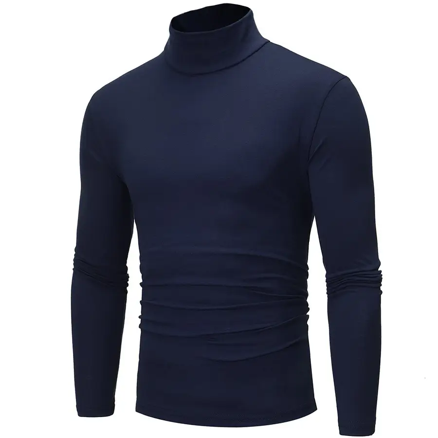Men's Royal Blue Turtleneck Long Sleeve T-Shirt — feature 15
