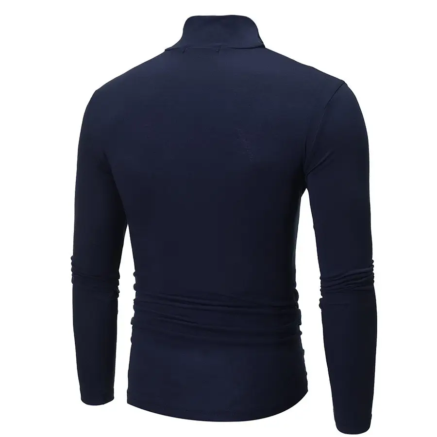 Men's Royal Blue Turtleneck Long Sleeve T-Shirt — feature 16