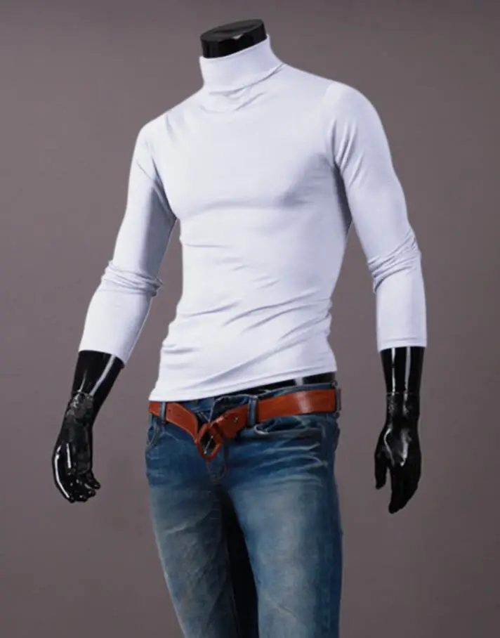 Men's Royal Blue Turtleneck Long Sleeve T-Shirt — feature 20
