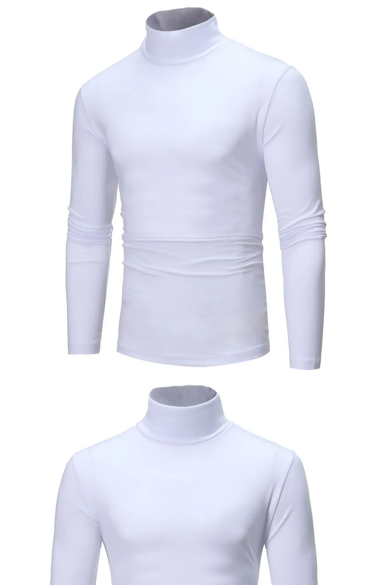 Men's Royal Blue Turtleneck Long Sleeve T-Shirt — feature 4
