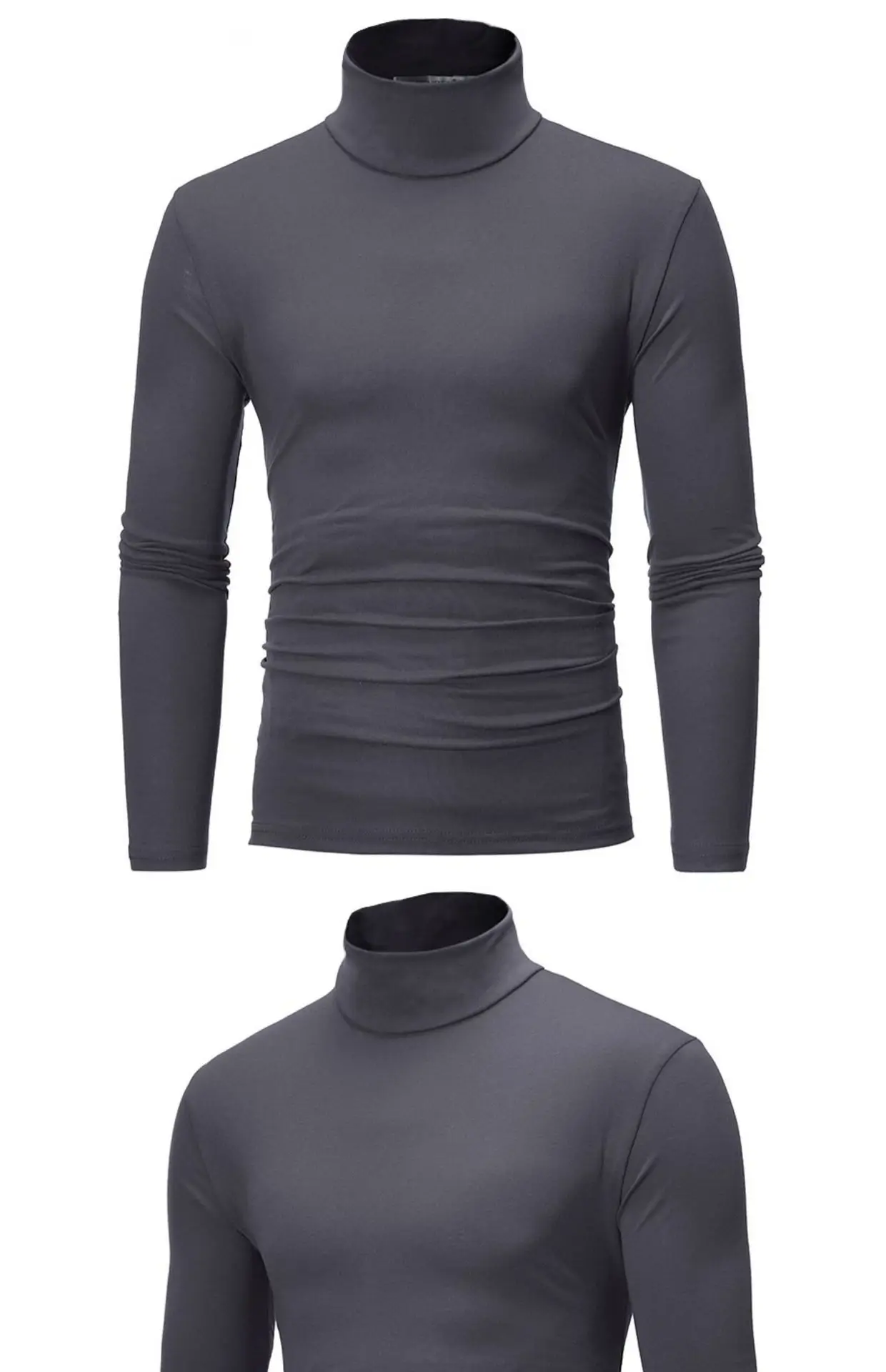 Men's Royal Blue Turtleneck Long Sleeve T-Shirt — feature 6