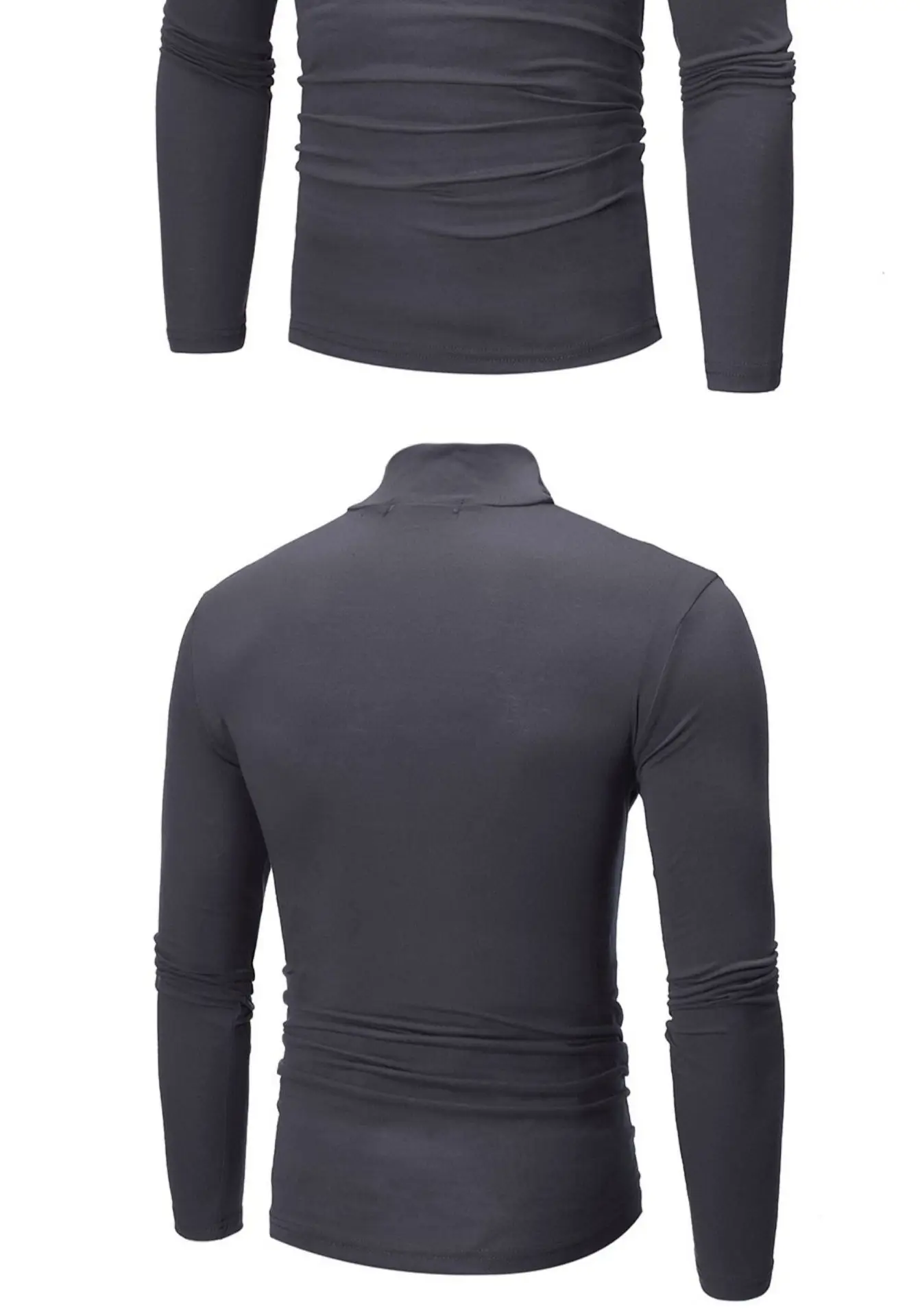 Men's Royal Blue Turtleneck Long Sleeve T-Shirt — feature 7