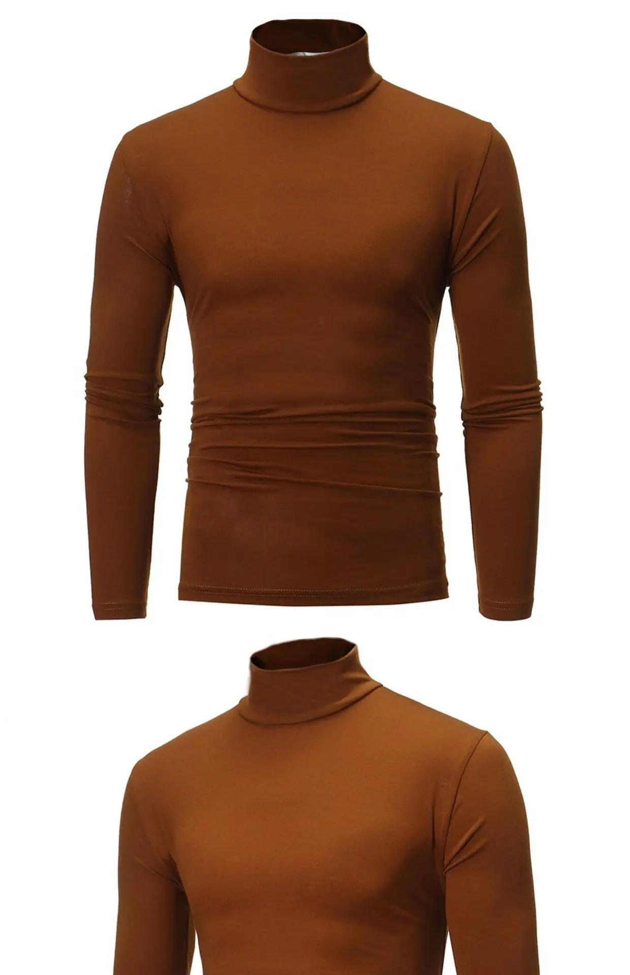 Men's Royal Blue Turtleneck Long Sleeve T-Shirt — feature 8