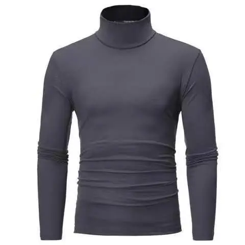 Men's Royal Blue Turtleneck Long Sleeve T-Shirt - Image 4