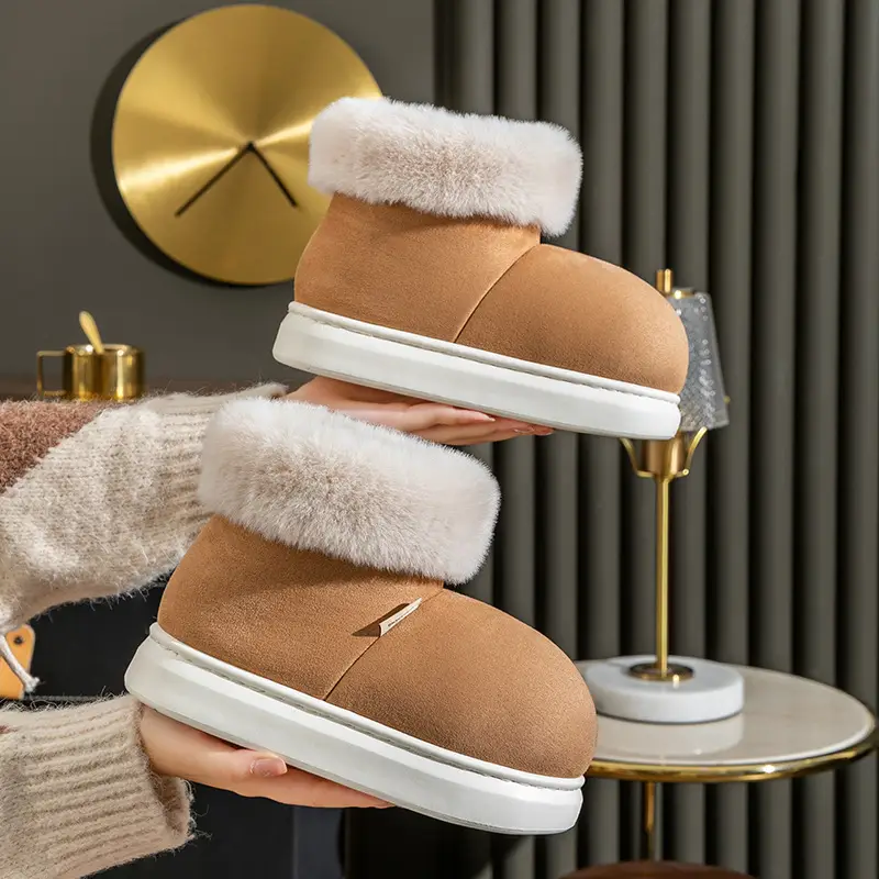 Christmas Bag Heel Cotton Slippers for Women Winter Outer Wear High-Top Cotton Shoes Thick-Soled Fashionable Thickeneded Warm Fleece-Lined Home Non-Slip - Image 7