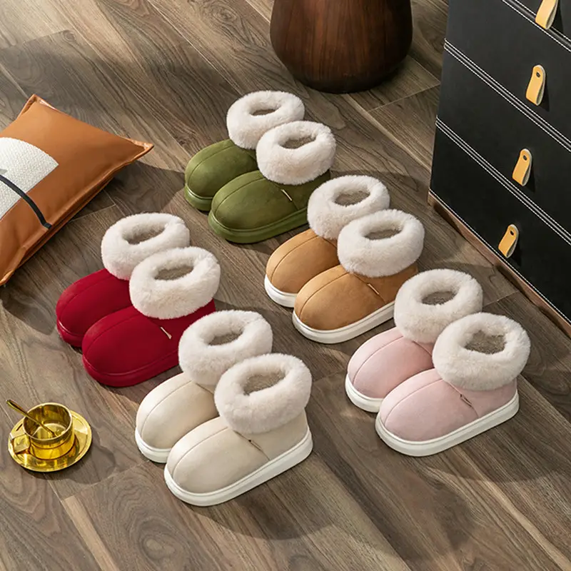 Christmas Bag Heel Cotton Slippers for Women Winter Outer Wear High-Top Cotton Shoes Thick-Soled Fashionable Thickeneded Warm Fleece-Lined Home Non-Slip - Image 9