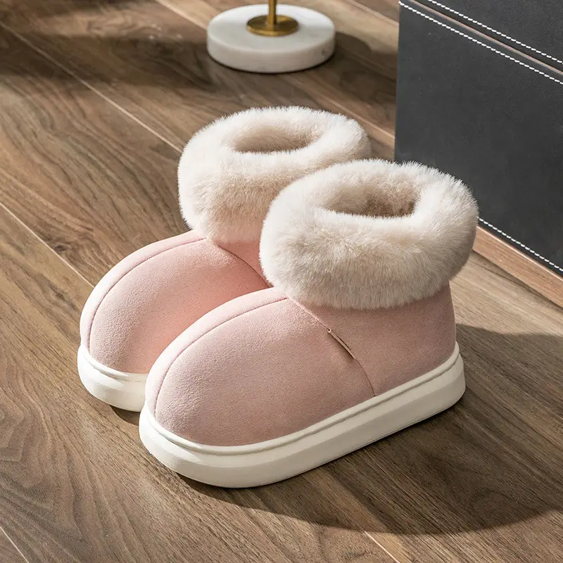 Christmas Bag Heel Cotton Slippers for Women Winter Outer Wear High-Top Cotton Shoes Thick-Soled Fashionable Thickeneded Warm Fleece-Lined Home Non-Slip - Image 3