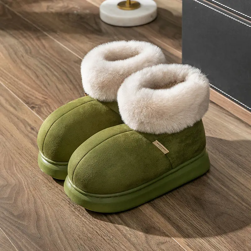 Christmas Bag Heel Cotton Slippers for Women Winter Outer Wear High-Top Cotton Shoes Thick-Soled Fashionable Thickeneded Warm Fleece-Lined Home Non-Slip - Image 4