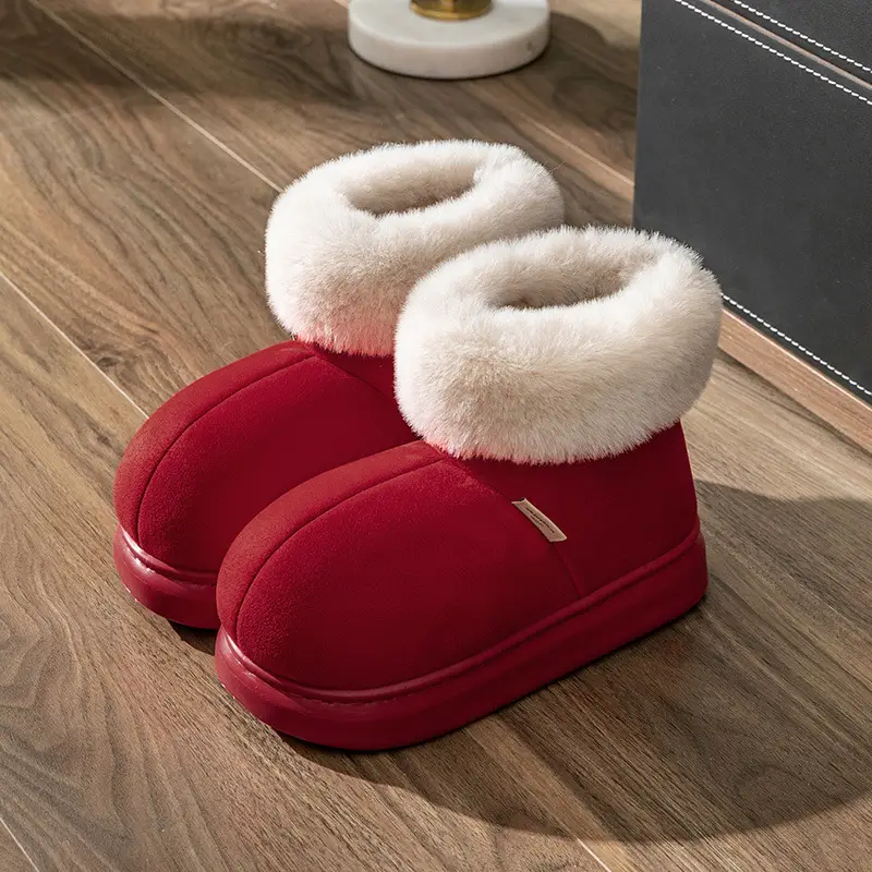 Christmas Bag Heel Cotton Slippers for Women Winter Outer Wear High-Top Cotton Shoes Thick-Soled Fashionable Thickeneded Warm Fleece-Lined Home Non-Slip - Image 5