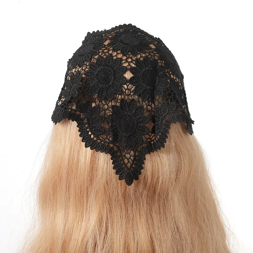 Black Lace Heart Scarf for Girls
