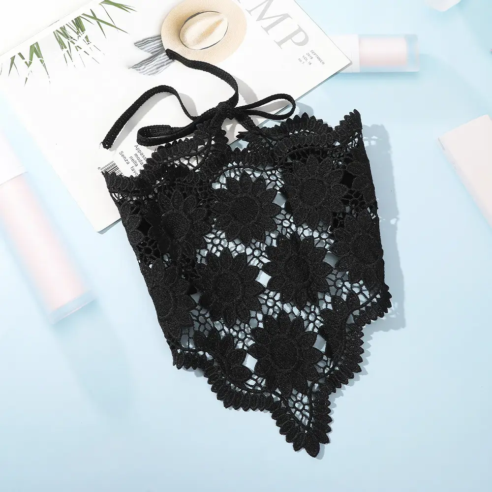 Black Lace Heart Scarf for Girls — feature 11