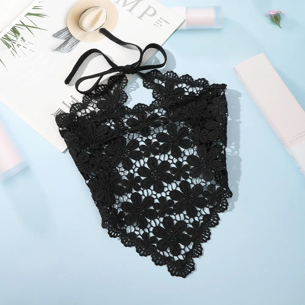Black Lace Heart Scarf for Girls — feature 14