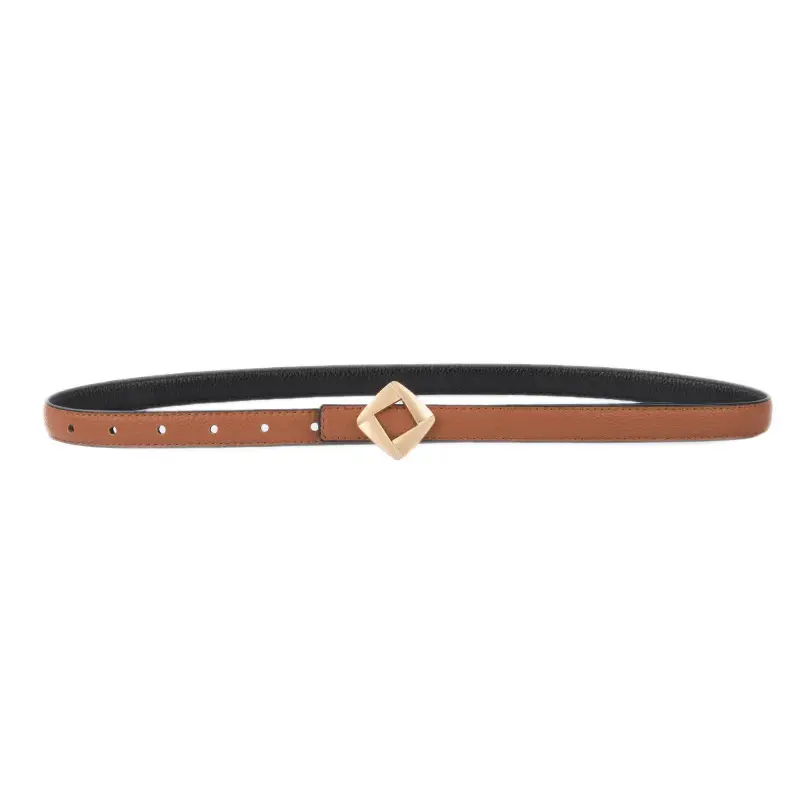 Women's Black Cowhide Belt with Square Buckle - Image 14