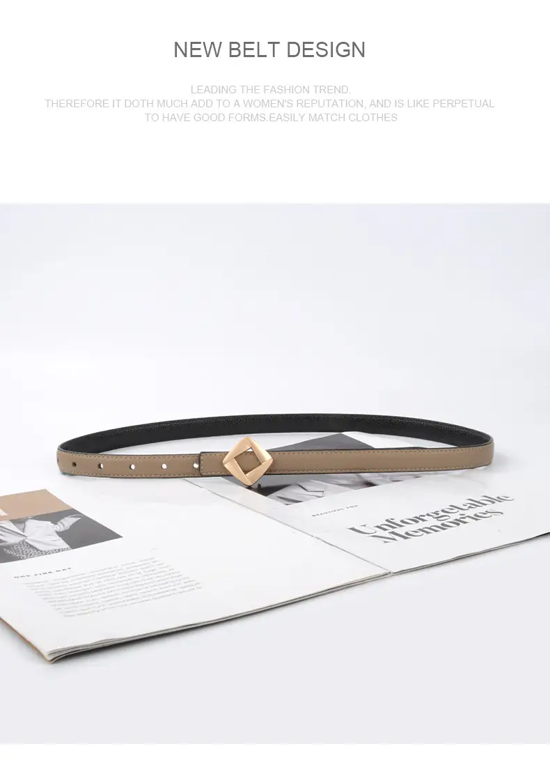 Women's Black Cowhide Belt with Square Buckle β feature 13