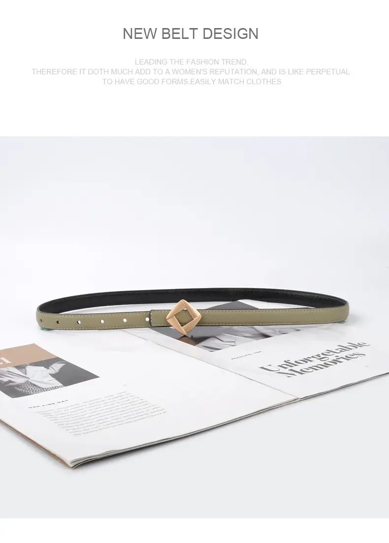Women's Black Cowhide Belt with Square Buckle β feature 14