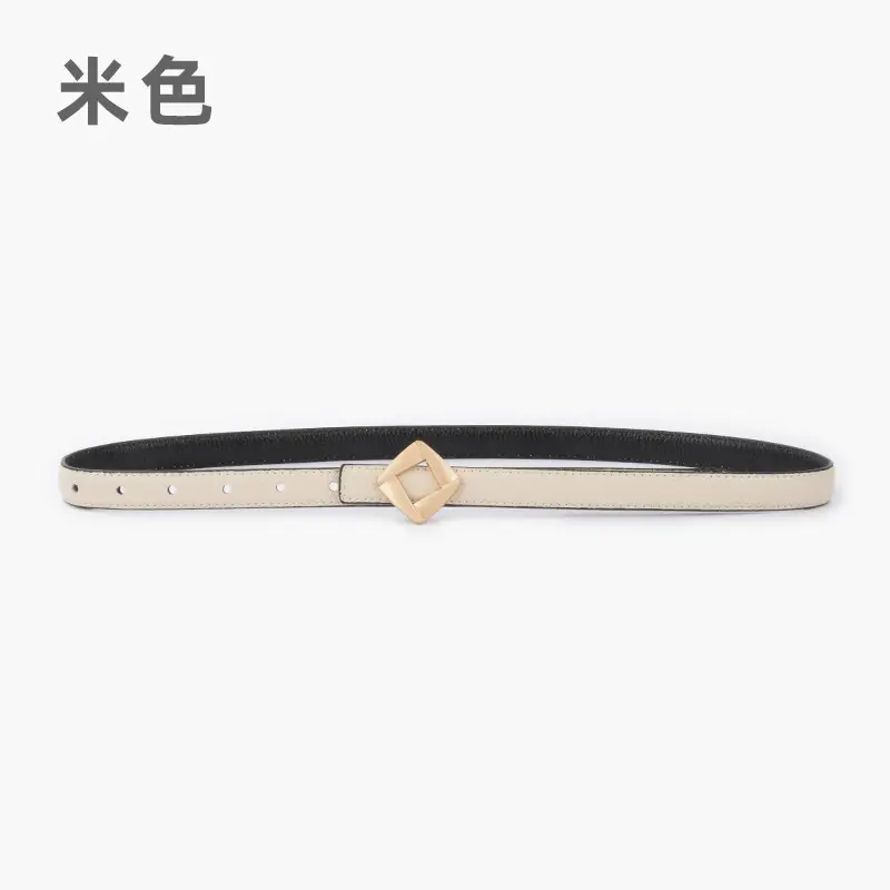 Women's Black Cowhide Belt with Square Buckle - Image 2