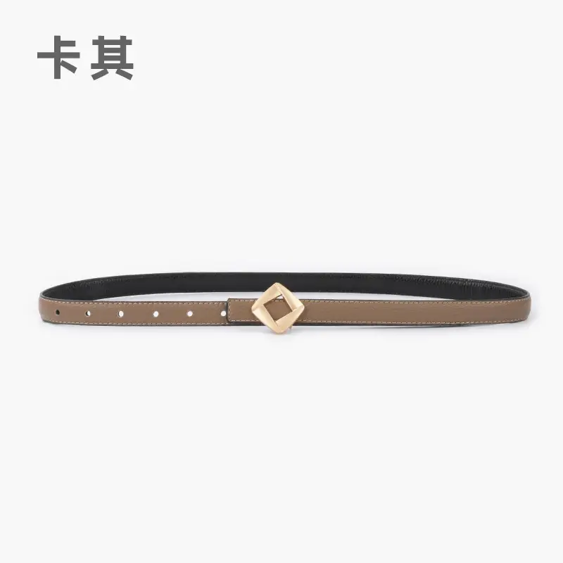 Women's Black Cowhide Belt with Square Buckle - Image 3