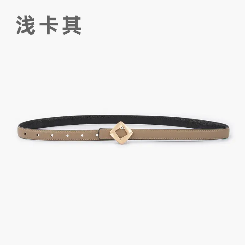 Women's Black Cowhide Belt with Square Buckle - Image 4