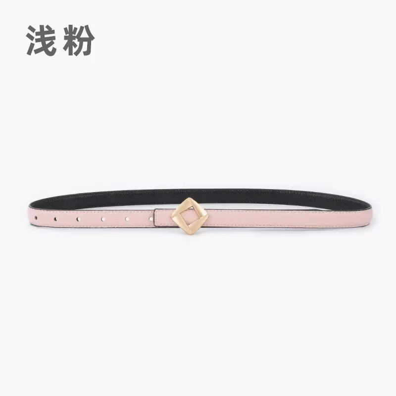 Women's Black Cowhide Belt with Square Buckle - Image 5