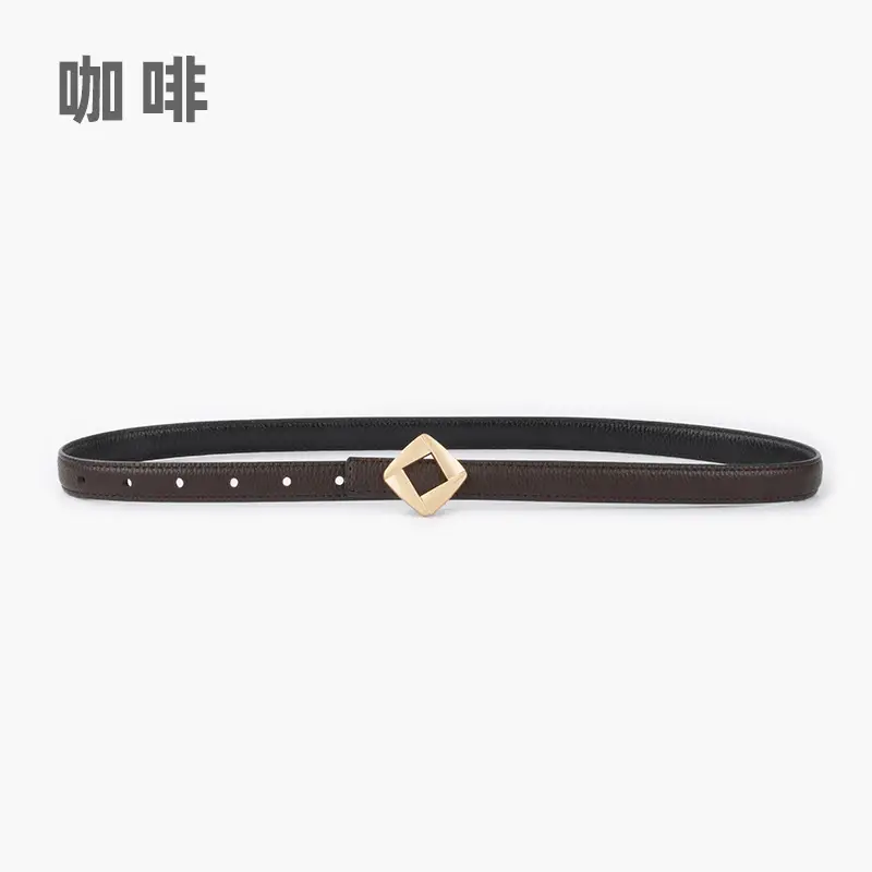 Women's Black Cowhide Belt with Square Buckle - Image 6