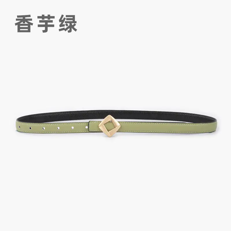 Women's Black Cowhide Belt with Square Buckle - Image 7