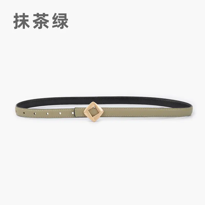 Women's Black Cowhide Belt with Square Buckle - Image 8