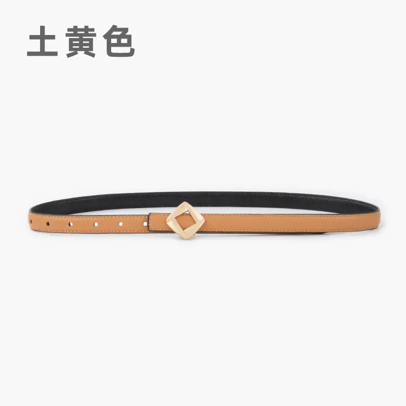 Women's Black Cowhide Belt with Square Buckle - Image 9