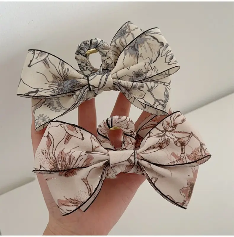 2023 New Ink Painting Fabric Clip Bow High-Grade Retro Back Head Clip Updo Shark Clip Hair Accessories - Image 5