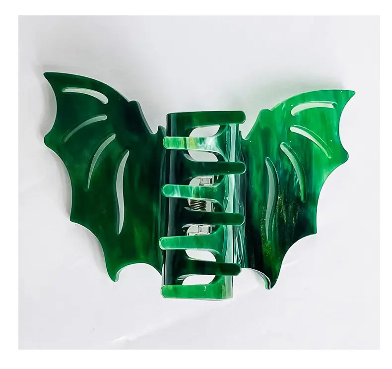 Halloween Bat Hair Clips Red Green Green Acetate — feature 10